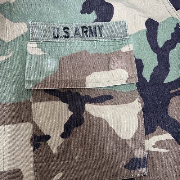 Vintage US Army Jacket Mens Large Long Camo BDU 85th Infantry US Flag Patch 90s - Picture 2 of 10